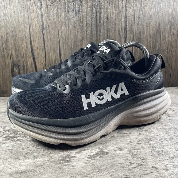 Hoka One One Bondi 8 Sneakers Womens 9 Black Athletic Running Training Shoes - Picture 2 of 10